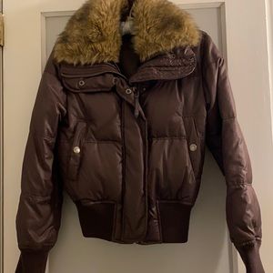 Express Brown Puffer with Faux Collar